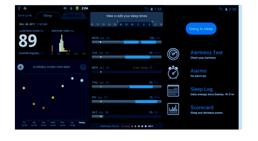 Pulsar Informatic's SleepFit App Helps improve your sleep health with an alarm clock that goes beyond waking you up. Visualize your sleep habits with our sleep log, and track your day-time alertness. 